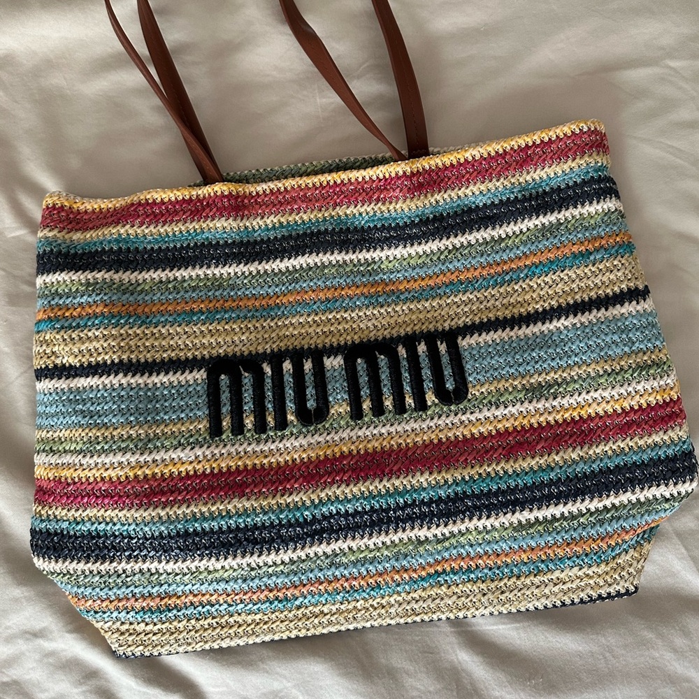 Leather handles Beach tote MiuMiu (multicolor)